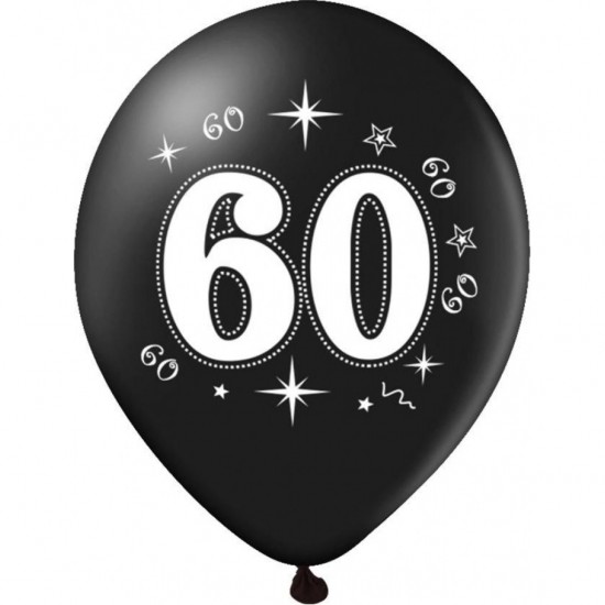 Set 10 baloane 60 ani negru si auriu 30cm Set 10 baloane 60 ani negru si auriu 30cm