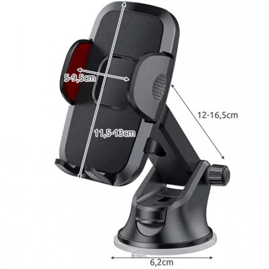 Suport auto pentru telefon reglabil, rotire 360 ° universal, sistem prindere bord si parbriz, prindere ferma si sigura, Negru Suport auto pentru telefon reglabil, rotire 360 ° universal, sistem prindere bord si parbriz, prindere ferma si sigura, Negru