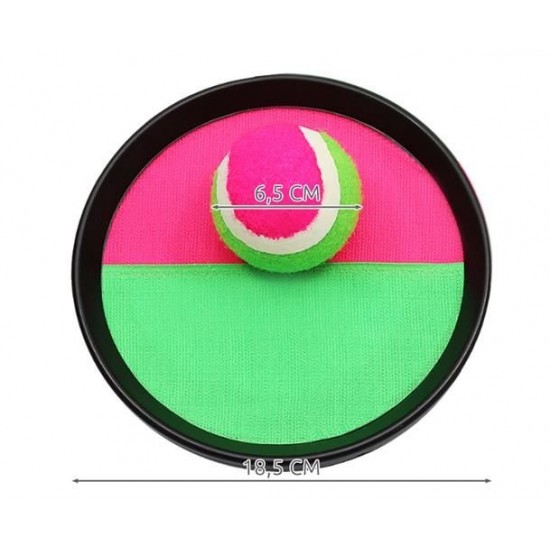 Catch the Ball – set 2 palete cu velcro si minge, in 2 culori, roz/verde
