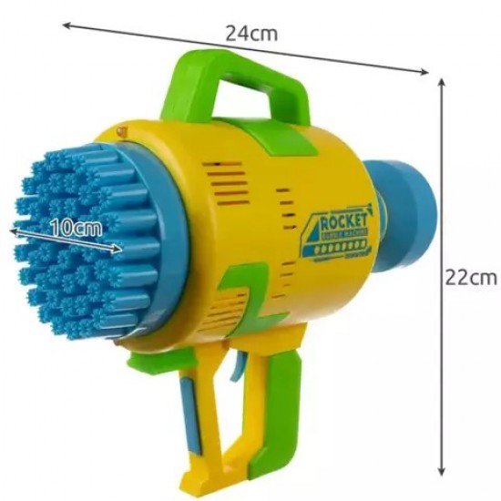 Pistol pentru baloane de sapun, BAZOOK , 48 de orificii, Galben Pistol pentru baloane de sapun, BAZOOK , 48 de orificii, Galben