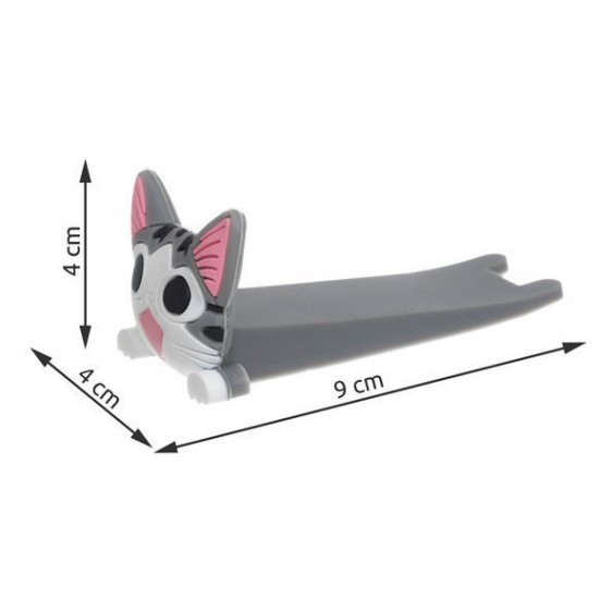 Set 2 Opritore usa din silicon rezistent pisicuta, gri, 9 x 4 x 4 cm 