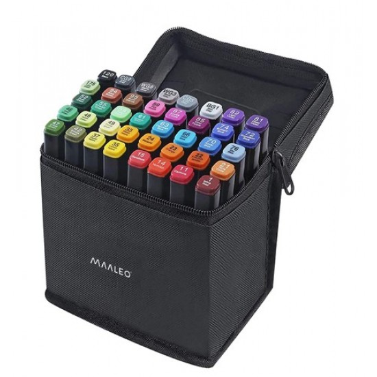 Set 40 markere pe baza de alcool, multicolor, cu doua fete Set 40 markere pe baza de alcool, multicolor, cu doua fete