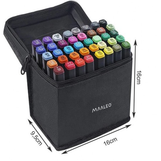 Set 40 markere pe baza de alcool, multicolor, cu doua fete Set 40 markere pe baza de alcool, multicolor, cu doua fete