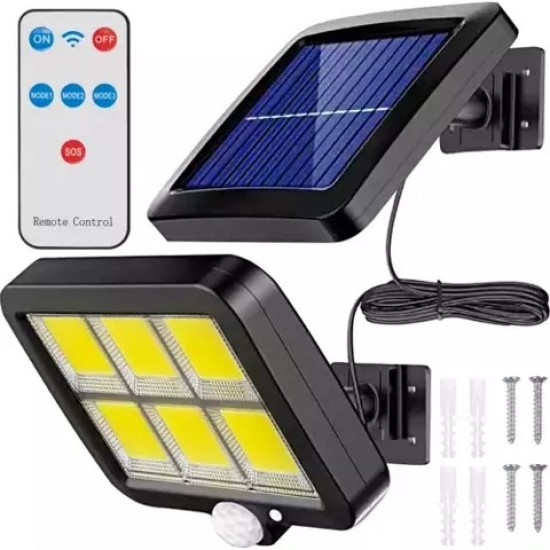 Proiector solar LED 120 COB, senzor miscare, telecomanda, 3 moduri de iluminare Proiector solar LED 120 COB, senzor miscare, telecomanda, 3 moduri de iluminare