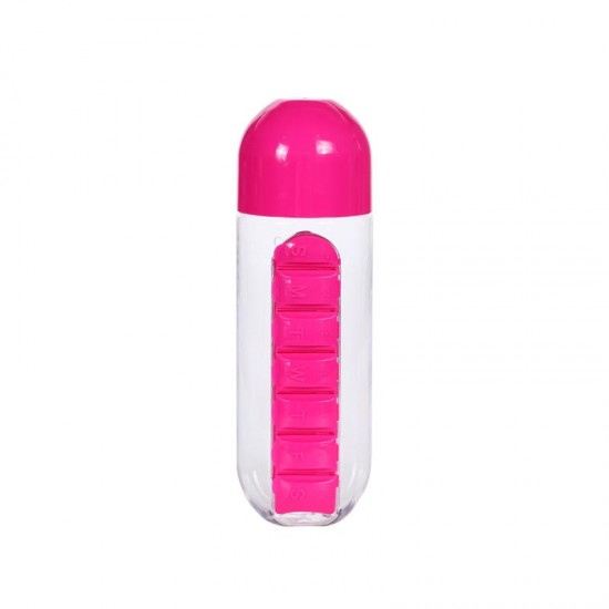 Sticla cu oganizator pentru medicamente, volum 600 ml, 7 compartimente Roz Sticla cu oganizator pentru medicamente, volum 600 ml, 7 compartimente Roz