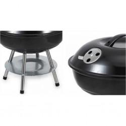 Gratar rotund negru cu capac Algon - 34 CM