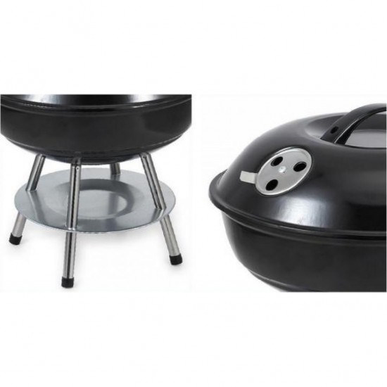 Gratar rotund negru cu capac Algon - 34 CM