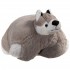 Perna decorativa in forma catel husky din plus gri cu alb 50 cm