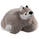 Perna decorativa in forma catel husky din plus gri cu alb 50 cm