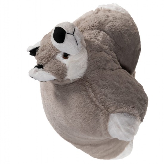 Perna decorativa in forma catel husky din plus gri cu alb 50 cm